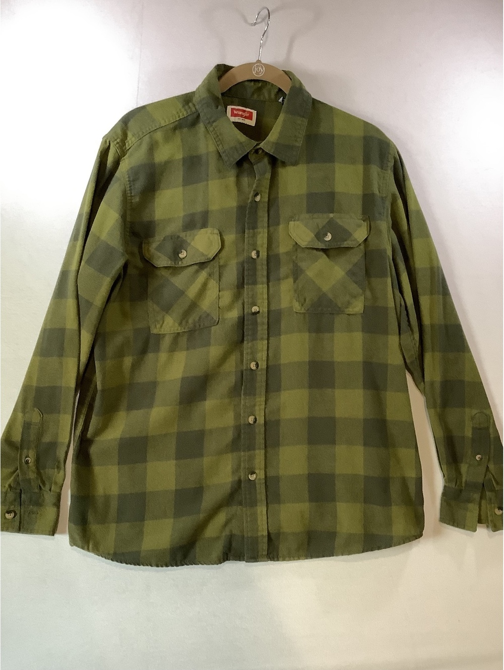 Wrangler Men's Green Plaid Flannel Shirt Large